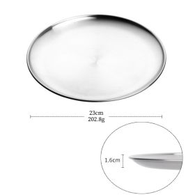 Korean Style Stainless Steel Barbecue Plate Brushed Round Color Fruit Food Plate Tableware (Color: silver)