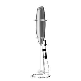 Electric Whisk Milk Frother Coffee Handheld Wireless Blender (Color: silver)