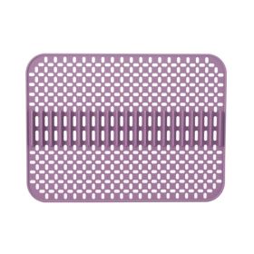 1pc Kitchen Silicone Drain Mat; Kitchen Sink Protection Anti-Scratch Mat; Non-Slip Card Bowl Card Position Mat; 16.93*12.6inch (Color: Purple)