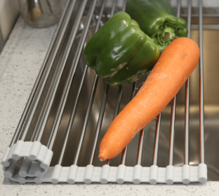 Folding Kitchen Drain Sink Rack Stainless Steel (Color: silver)