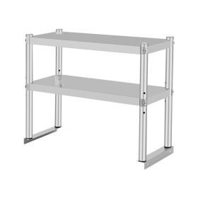 Kitchen Stainless Steel Overshelf with Adjustable Lower Shelf (Color: silver)
